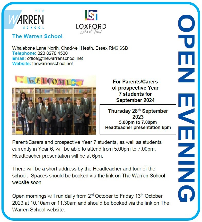 Warren open evening 2023